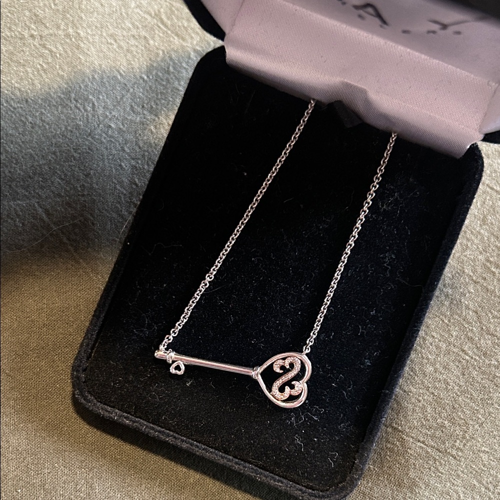KAY Jewelers Key Heart Necklace - Two-Tone Silver & Rose Gold - Picture 2 of 3